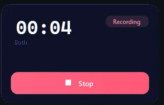 Simple Audio Recorder showing an active recording in Both mode